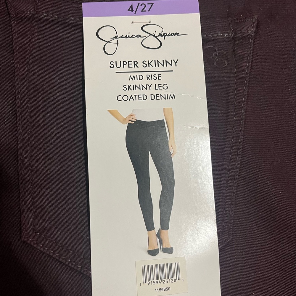 Jessica Simpson Super Skinny Coated Denim Pants - Dark Purple